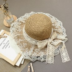 Bidangil 兒童用 Lanibe 緞帶蕾絲草帽