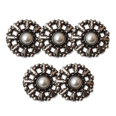 Button King 東大門鈕扣王 Sabrina珍珠鈕扣 18mm, 黑銀, 5個