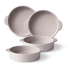 PRELUDE 素色雙柄圓形餐碗 L號 4件組, 獨立粉紅色, 1套