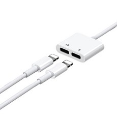 BARABOGO iPhone 8-pin Lightning 雙插孔轉接器, 12cm, 白色