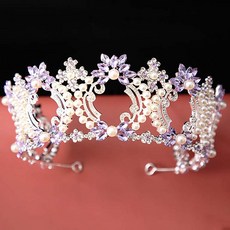 自助婚禮 高級新娘皇冠 sse558, 紫銀色, 1個