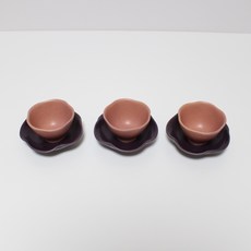 Dalsogum 韓國製手工陶瓷霧面花瓣茶杯3件組, 1套, 深紫色, 深紫色, 深紫色