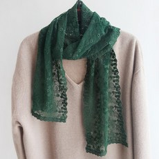 varvisu 輕透花卉刺繡蕾絲圍巾