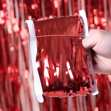 마켓에이 파티장식 수술 은박 커튼 1 x 3 m, 레드, 5개