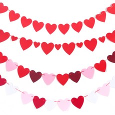 PARTYSHOW 不織布愛心掛旗 純紅色 + 大小組合 + A款3色 + B款3色 小型套組, 混色, 1套