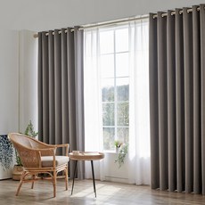 NuvoDeco 穿孔式完全遮光窗簾套組, 菸灰色