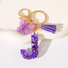 ING Market 美麗紫色字母周邊掛飾 J, 1個, 混色