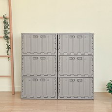 버츄나인 컨테이너 3x2단 수납장 + 뚜껑 세트, 브라운