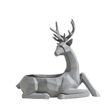 Franconde動物立體模型托盤 坐著的鹿, 灰色的