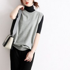 素色下擺不對稱式針織背心
