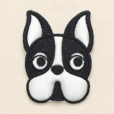 快樂熊 法國鬥牛犬縫製貼布, 銀色, 2件