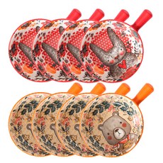 Willive 動物角色陶瓷手柄碗2件組, 紅色, 橘色, 4套