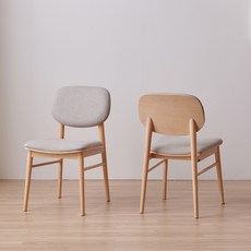 요즘공간 루나 베이직 패브릭 의자 방문설치, 오트밀그레이(패브릭), 내추럴(프레임), 2개