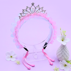 주)비단길 하프릴 크라운 드롭하트 머리띠