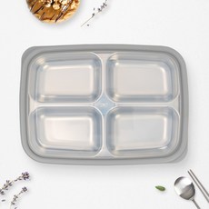 RAONNURI Well-made 全不鏽鋼4格密封加深餐盒, 混合顏色