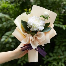 真心誠意 單枝大麗花花束 2入組, 白色, 2個