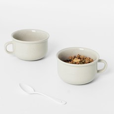 ROUND N FLAT Rocoliving 簡約圓形麥片馬克杯, 2個, 豆乳色