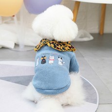 狗狗櫻桃櫻桃大翻領動物朋友針織毛衣, 藍色