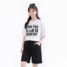 나나주니 라운드넥 파인드굿 티셔츠 + 버뮤다 바지 세트