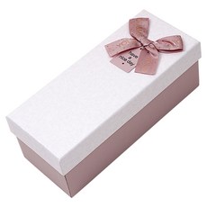 포포팬시 리본 포인트 레자크 커버 직사각형 선물상자, 핑크, 1개