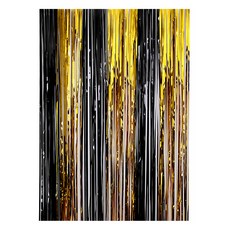 Market A 金黑混搭派對錫箔簾 1 x 2 m, 金色 + 黑色, 5個