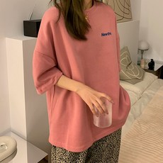 구디프 여성용 뉴트로 백프린팅 루즈핏 캐주얼 맨투맨