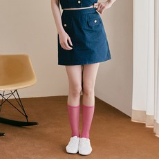 미쏘 여성용 통기성 셋업 데님 미니 스커트