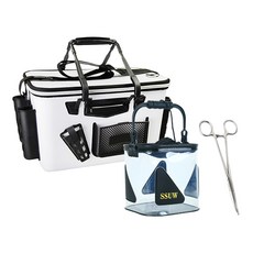 SCHWARZ KOREA 釣魚拉鍊冰筒袋+手提水桶+鑷子, 保冰袋(白色)