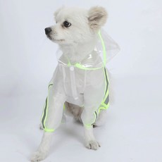 四腳透明連身狗狗雨披, 綠色