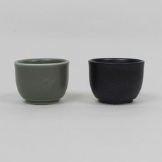 달소금 도자기 커플 술잔 2종 세트, 무채색, 1세트