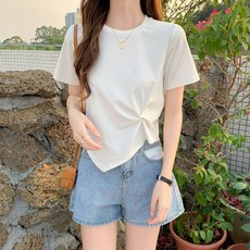 Elsso 女款 Pinch Point 圓領素色短袖T恤