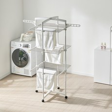 아이템톡 에어라운드 크로스 구조 이동 접이식 빨래건조대, 화이트