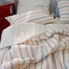 eightroom 竹纖維泡泡紗條紋夏季涼被全套組