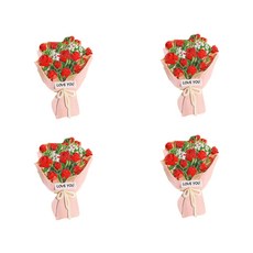 Booth Market 花束設計冰箱磁鐵 4入, 玫瑰