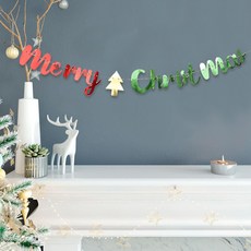 WOW PARTY KOREA 聖誕快樂銀箔字母拉旗 3入, 混色