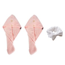 柔軟髮巾 SG21 2條+洗臉帶, 粉色的, 1套