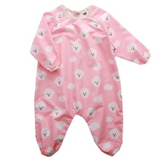 IAMBEBE 幼兒比熊犬全身防水美術袍, 粉紅色