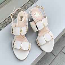 GISSE 女款造型露趾羊皮涼鞋, 象牙白, 235