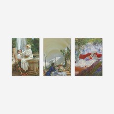 WEMODERN 薩金特系列名畫海報3入+畫框組, 鋁製黑色