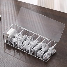 多功能壓克力耳機USB線整理盒 盒蓋O, 1個, 透明