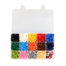 14色拼豆積木1cm S-03 2050入+模板+扣環 6入組, 混色