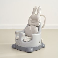 essian P款幫寶椅 + 推車 + 餐盤 + 莫代爾兔子防扁頭枕 + 內墊組合, 灰色