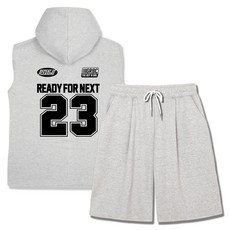 ILLUSO 特級雙面 Boy Girl Next 23 寬鬆版型無袖連帽T恤 百慕達單褶運動短褲 上下套裝