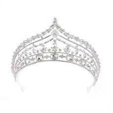 Luna Glam 合金塔型裝飾自助婚禮頭飾 WT346, 銀色, 1個