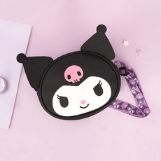 三麗鷗女童酷洛米臉部造型斜背包, 黑色