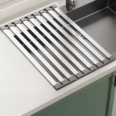 DAPER NAM 高級304不鏽鋼摺疊式水槽捲簾瀝水架 碗盤瀝水架 多用途廚房置物架, 1個