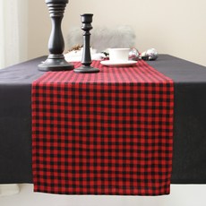 BYJIMI 格紋桌旗, 黑色 + 紅色, 2人