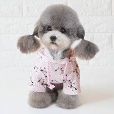 MarketA 寵物花朵網紗防曬連帽T恤, 粉紅色