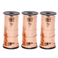 JBalloon 派對氣球捲邊緞帶, 金屬玫瑰金, 3個