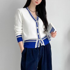 針織女款撞色日常Connect開襟衫